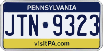 PA license plate JTN9323