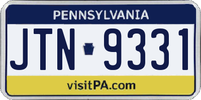 PA license plate JTN9331