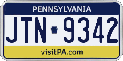 PA license plate JTN9342