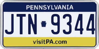 PA license plate JTN9344