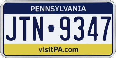 PA license plate JTN9347