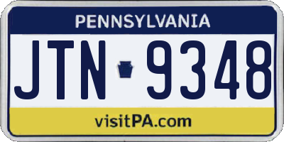 PA license plate JTN9348