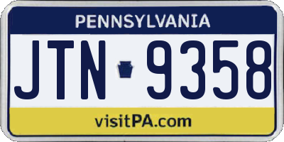 PA license plate JTN9358