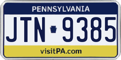 PA license plate JTN9385