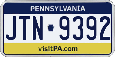 PA license plate JTN9392