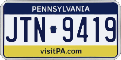 PA license plate JTN9419