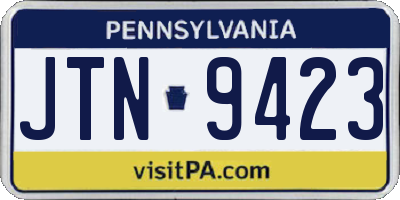 PA license plate JTN9423