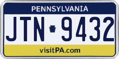 PA license plate JTN9432