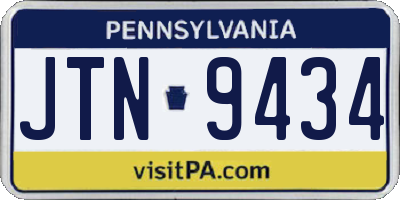 PA license plate JTN9434