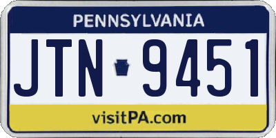 PA license plate JTN9451