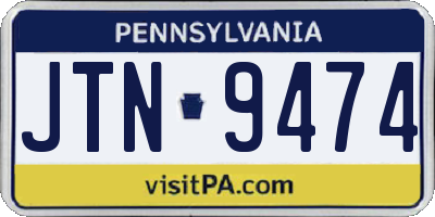 PA license plate JTN9474