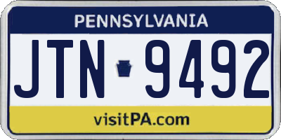 PA license plate JTN9492