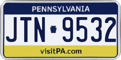PA license plate JTN9532