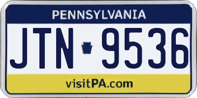PA license plate JTN9536
