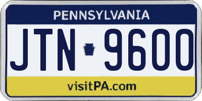 PA license plate JTN9600