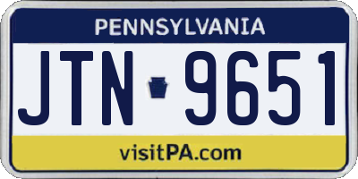 PA license plate JTN9651