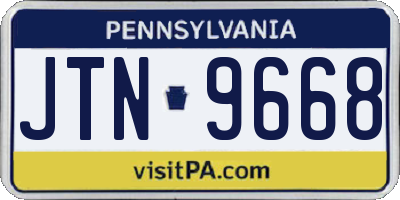 PA license plate JTN9668