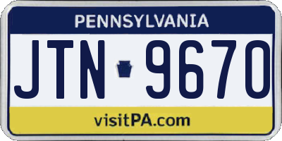 PA license plate JTN9670