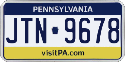 PA license plate JTN9678
