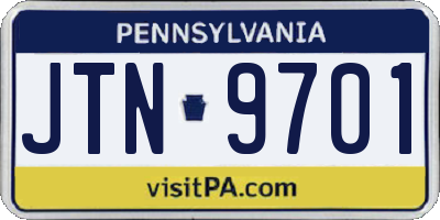 PA license plate JTN9701