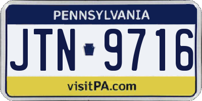 PA license plate JTN9716