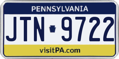 PA license plate JTN9722