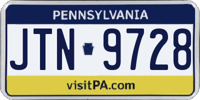 PA license plate JTN9728