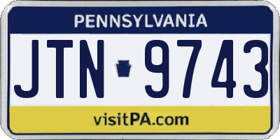 PA license plate JTN9743