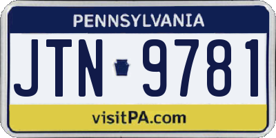 PA license plate JTN9781