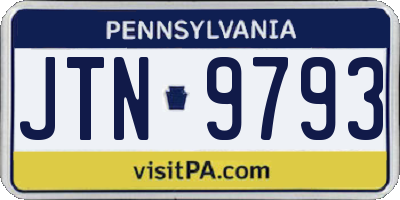 PA license plate JTN9793