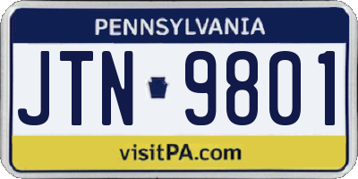 PA license plate JTN9801