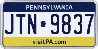 PA license plate JTN9837