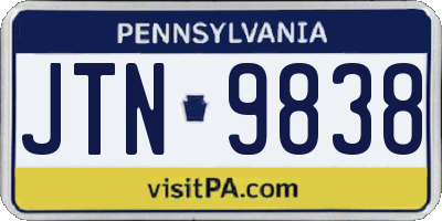 PA license plate JTN9838