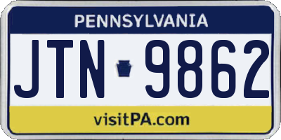 PA license plate JTN9862