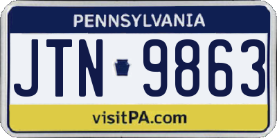 PA license plate JTN9863