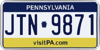 PA license plate JTN9871