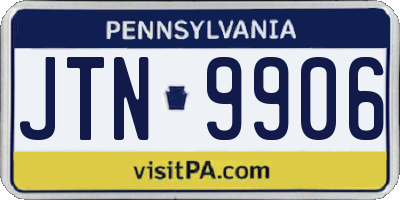 PA license plate JTN9906