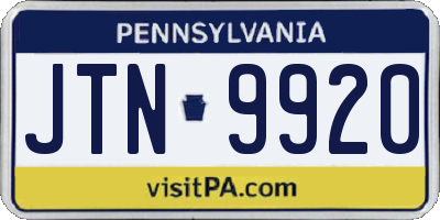 PA license plate JTN9920
