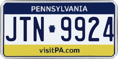 PA license plate JTN9924