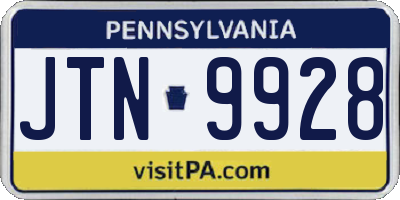 PA license plate JTN9928