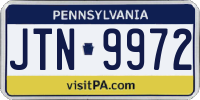 PA license plate JTN9972