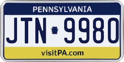 PA license plate JTN9980