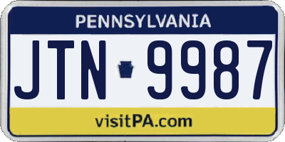 PA license plate JTN9987