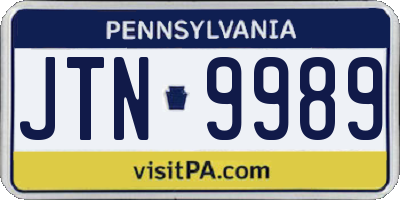 PA license plate JTN9989