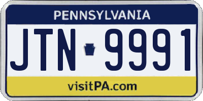 PA license plate JTN9991