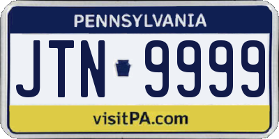 PA license plate JTN9999