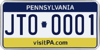PA license plate JTO0001