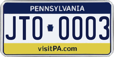 PA license plate JTO0003