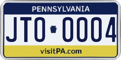 PA license plate JTO0004