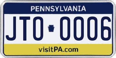 PA license plate JTO0006
